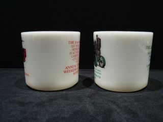 Set of 2 Fire King Anchor Hocking Vintage Steam Engine Farm Tractor Mugs 2