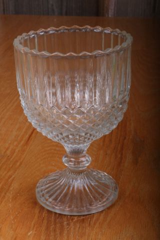 Vintage Large Cut Glass Goblet Diamond Pattern