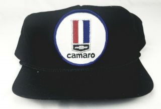 Vintage Chevrolet Camaro Hat Snap - Back Cap Patched Logo 90s Black Trucker Hat