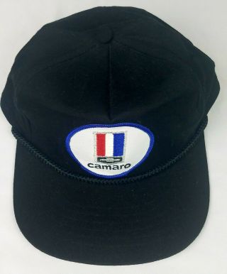 Vintage Chevrolet Camaro Hat Snap - back Cap Patched Logo 90s Black trucker hat 3