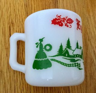 Vintage Hazel Atlas Egg Nog Punch Bowl 5 Cups Mugs Orig Box Milk Glass - Christmas 4