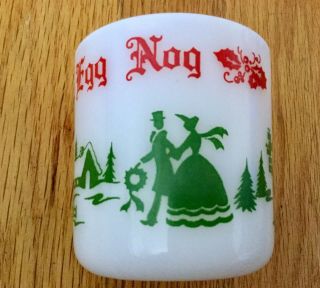Vintage Hazel Atlas Egg Nog Punch Bowl 5 Cups Mugs Orig Box Milk Glass - Christmas 5