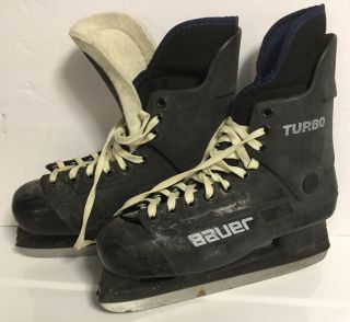 Vintage Bauer Turbo Hard Shell Ice Hockey Skates Men Sz 9 Read