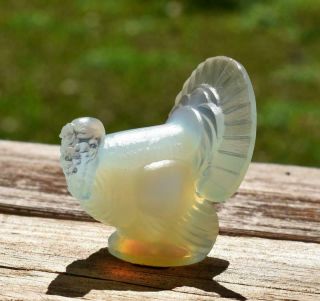 Vintage Sabino France Opalescent Art Glass Turkey Figurine 2 " Label & Signed