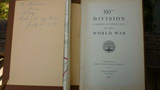 80th Division Summary Of Operations In The (1st) World War - 1944 Printing
