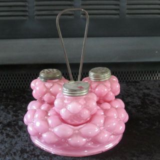 Vintage Pink Consolidated Glass Condiment Set