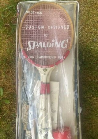 Vintage 1950s Red Plaid NOS Spalding Championship Play Badminton Set 55 - 156 NRFB 8