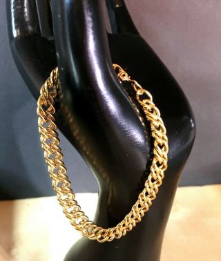 Vintage Monet Signed Bracelet Gold Tone Elegant Chain Jewelry 7 "