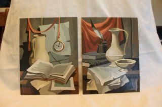 2 Vintage Colonial Still Life Paint By Number Pictures 6 X 8
