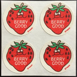4 Block Vintage Trend Matte Scratch & Sniff Stickers - Strawberry -