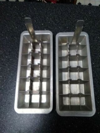 2 Vintage Aluminum/metal Ice Cube Trays,  Pre - Owned