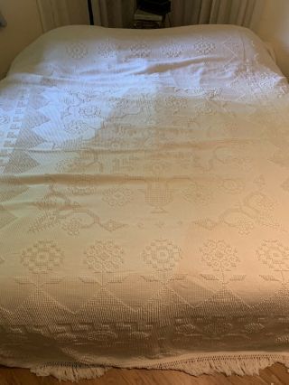 Vtg Bates George Washington Choice Ivory Cotton Hobnail Full Bedspread 96 X 110