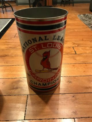 Vintage 1985 St Louis Cardinals Trash Garbage Can Baseball Tin 19 " World Series