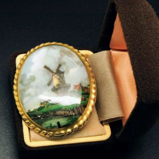 Vintage Jewellery Classy Hand Painted Fine Bone China Signed Aynsley Brooch Pin
