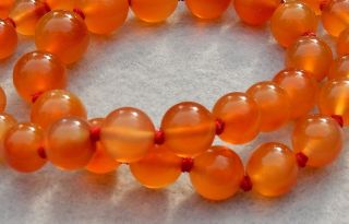 Vintage Chinese Graduated Carnelian Agate Stone 7.  5mm - 12mm Bead 21 " Necklace