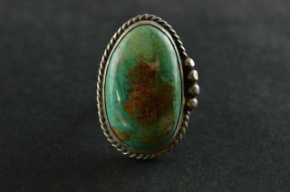 Vintage Sterling Silver Massive Green Stone Oval Ring - 15g
