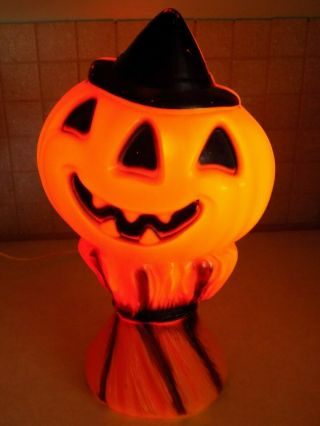 Vtg 1969 Empire Halloween Blow Mold Light Pumpkin Jol Scarecrow Witch Hat