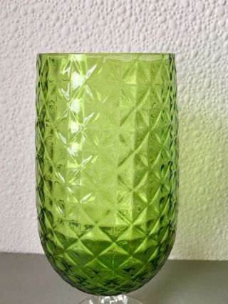 Vintage Empoli Green Glass Pedestal Vase Textured Italian Art Glass Mid Century 4