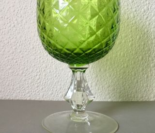 Vintage Empoli Green Glass Pedestal Vase Textured Italian Art Glass Mid Century 5