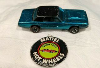 Vintage 1967 Custom T - Bird Redline Hot Wheels With Matching Mattel Button