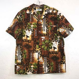Mens Vintage Waikik Wear By Mildred Hawaiian Shirt,  Size L,  Barkcloth