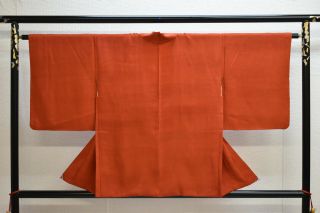 Vintage Silk Kimono Jacket:classic Orange Brown Plain@yg02