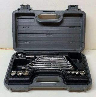 Vintage Stanley Tools 15 Piece Socket Wrench Set Sae Made In Usa & Case