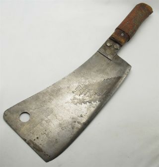 Vtg Foster Brothers No.  23 Large Meat Cleaver Usa Made W/ Repair