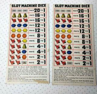 Vintage 2 Slot Machine Dice Cards How To Play 1949