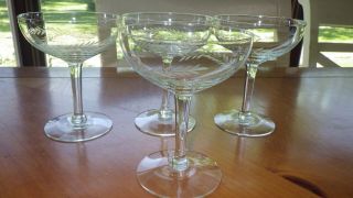 Vintage Etched Champagne Glasses Coupes 4 5 Ounce 1950s Glasses