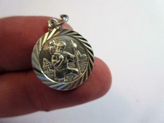 Vintage Sterling Silver Double Sided St.  Christopher Pendant,  Charm