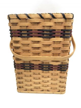 Vintage Large Woven Wicker Stair Step Basket With Handle 15 3/4” 2