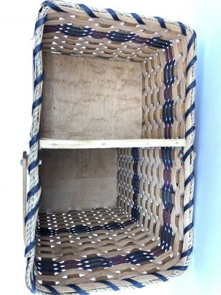 Vintage Large Woven Wicker Stair Step Basket With Handle 15 3/4” 4