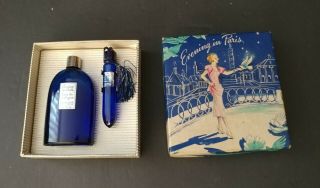 Vintage Evening In Paris Box Gift Set 2 Pc Cobalt Blue