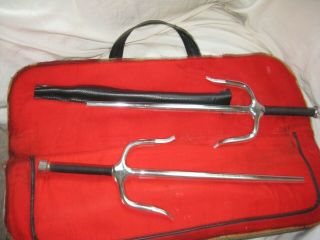 Sai Martial Arts Karate Weapon,  Vintage,  Pre - Owned In Black Case,  18 Inches Long
