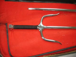 Sai Martial Arts Karate Weapon,  vintage,  pre - owned in black case,  18 inches long 2