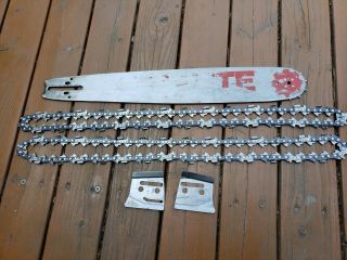 Vintage Homelite E - Z 16 Inch Chainsaw Bar And 2 Chains And Guide Plates