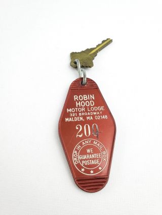 Vintage Hotel Motel Key Fob Robin Hood Motor Lodge Malden Ma Room 204