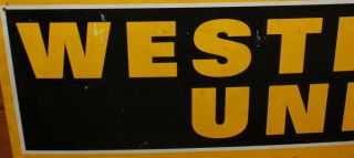 VINTAGE LARGE METAL TIN DOUBLE SIDED WESTERN UNION SIGN 4