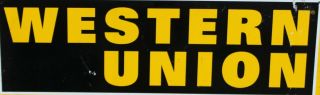 VINTAGE LARGE METAL TIN DOUBLE SIDED WESTERN UNION SIGN 6