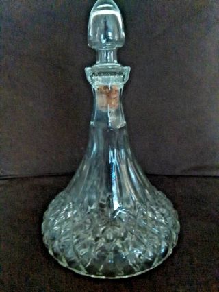 Vintage Heavy Crystal/pressed Glass Decanter 11 1/2 " Tall 7 " Wide Base