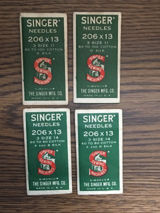 Vintage Singer Sewing Machine Needles - 4 Packs 11 Total - Size 11 & 14