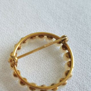 SOPHISTICATED VINTAGE KREMENTZ GOLD OVERLAY ROUND PEARL PIN/BROOCH 3