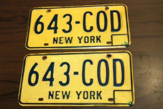 Vintage Pair 1974 - 1986 York Matched Set License Plates 643 - Cod