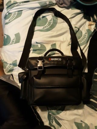 Ambico Black Soft Leather Shoulder Carry Case Camera / Video & Accessory Bag Vtg