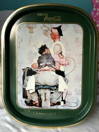 Vintage Advertising Coca - Cola Tray Norman Rockwell “after The Tattoo Artist”