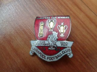 Vintage Liverpool League,  Milk & European Cup Winners 1984 Football Pin Badge