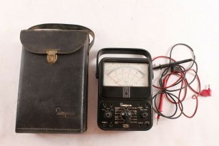 Vintage Simpson 270 Volt Ohm Millimmeter With Leads & Leather Case