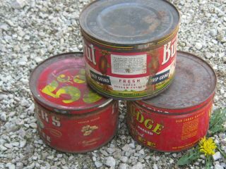 Vintage Old Judge Owl Butter Nut Folger ' s Ship Coffee Empty Cans 1 lb 4