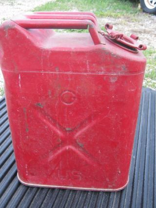 6.  5.  65 20 - 5 - 52 Vintage U.  S.  Military Water Fuel Tank Metal Red Can 5 Gallons